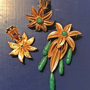 Vintage Miriam Haskell Style Brooch & Earrings